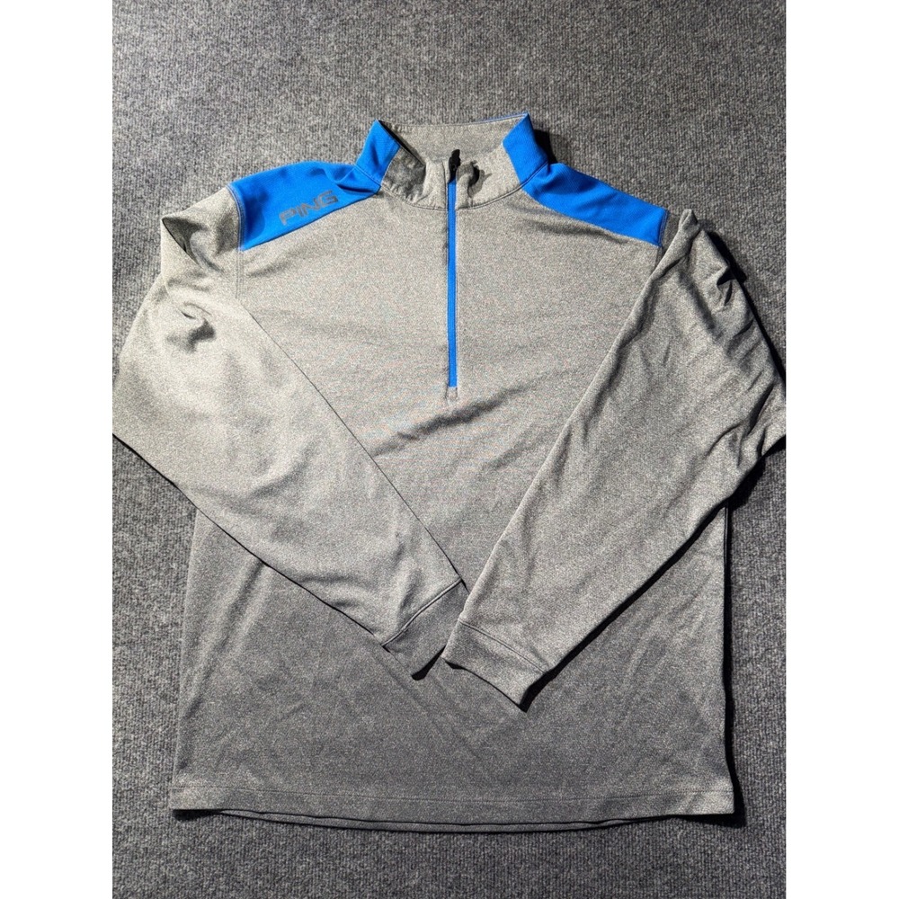 Ping Peak Jacket Mens Large Gray Blue 1/4 Zip Golf Pullover 15S3014
